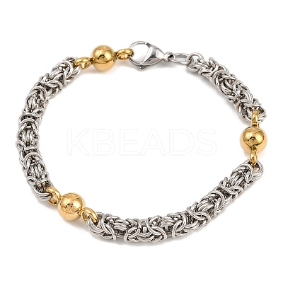 201 Stainless Steel Byzantine Chain Bracelets for Women BJEW-B143-11GP-1