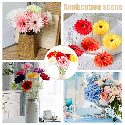15Pcs 5 Colors Cloth & Flocking Artificial Chrysanthemum Flower FIND-WR0001-79-1