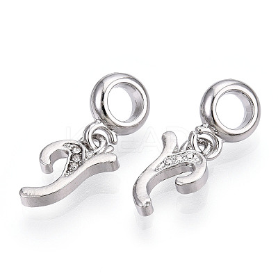 Platinum Rack Plating Alloy Rhinestone European Dangle Charms PALLOY-T048-36P-Y-1