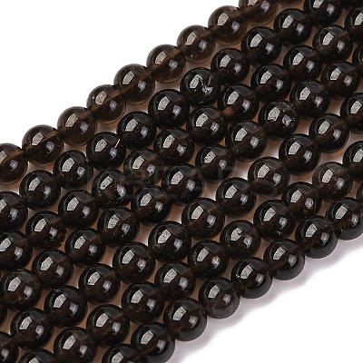 Natural Smoky Quartz Round Beads Strands G-E329-6mm-38-1