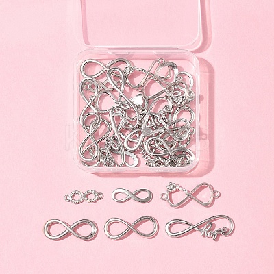 30Pcs 6 Styles Tibetan Style Alloy Infinity with Hope Connector Charms TIBE-FS0003-26-1