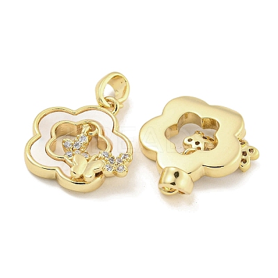 Brass with Clear Cubic Zirconia with Sea Shell Pendants KK-Q820-12G-1