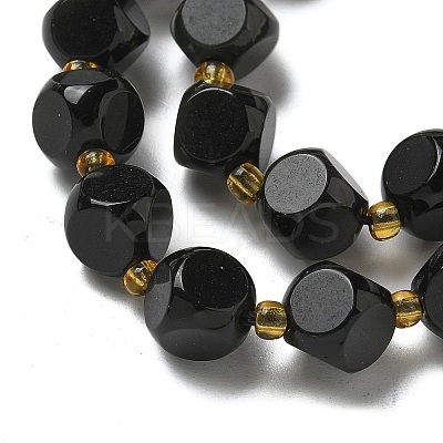 Natural Black Onyx(Dyed & Heated) Beads Strands G-K387-A03-02-1
