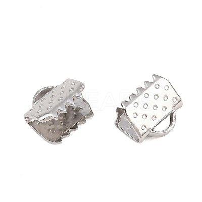 Tarnish Resistant 304 Stainless Steel Ribbon Crimp Ends STAS-S047-056-1