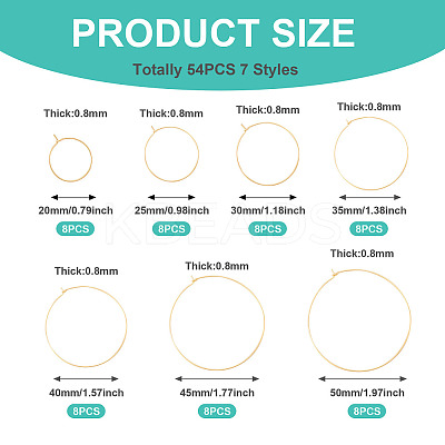 56Pcs 7 Styles 316 Surgical Stainless Steel Hoop Earrings Findings STAS-TA0002-84-1