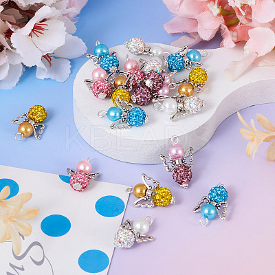 20Pcs 5 Colors Polymer Clay & Glass Rhinestone Pendants FIND-TA0004-83-1