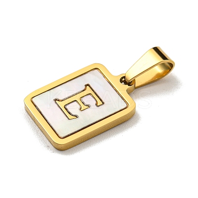 PVD Vacuum Plating 304 Stainless Steel Pave Natural White Shell Pendants STAS-S130-03G-E-1