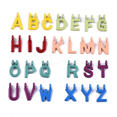 26 Pcs Spray Painted Alloy Alphabet Links Connectors PALLOY-T075-48-RS-1