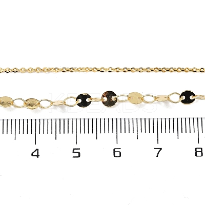 Brass Cable & Flat Sequin Chains Necklaces for Women NJEW-D302-40G-1