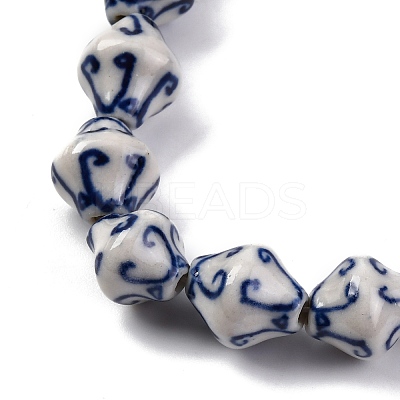 Handmade Blue and White Porcelain Beads Strands PORC-I027-06-1