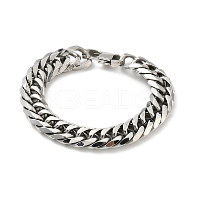 Non-Tarnish 201 Stainless Steel Cuban Link Chains Bracelet for Men Women BJEW-H550-07D-P-1