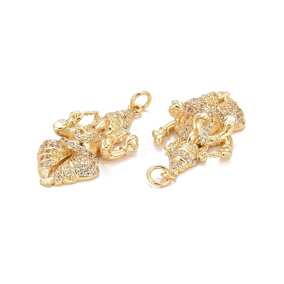 Rack Plating Brass Micro Pave Cubic Zirconia Pendants KK-I689-16G-1