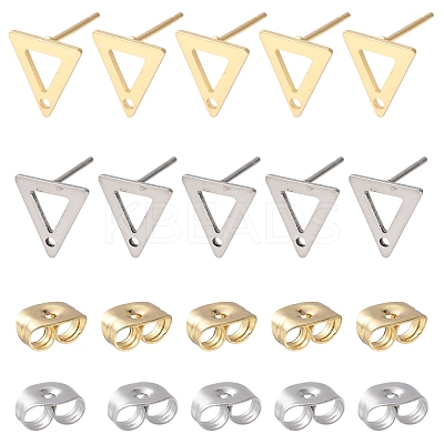 16Pcs 2 Colors 201 Stainless Steel Stud Earring Findings with Hole EJEW-FS0001-17-1