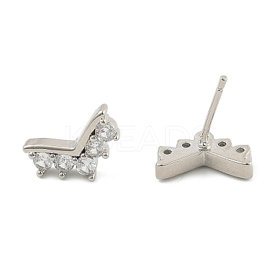 Brass Micro Pave Clear Cubic Zirconia Stud Earrings EJEW-R016-26P-06-1