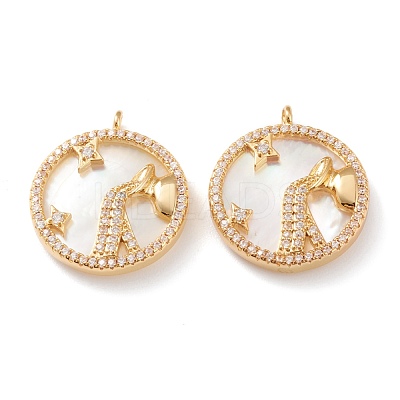 Real 18K Gold Plated Brass Micro Pave Clear Cubic Zirconia Pendants ZIRC-J039-14G-A-1