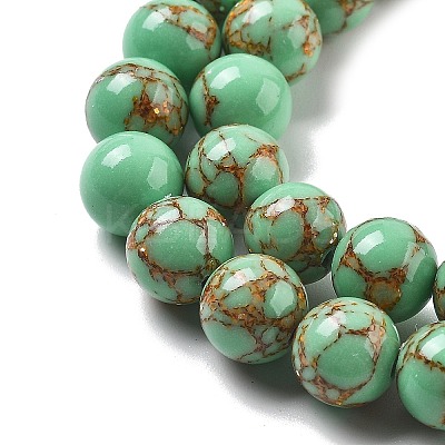 Synthetic Gold Line Turquoise Beads Strands G-A255-A03-01B-1