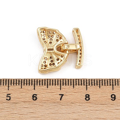 Brass Micro Pave Clear Cubic Zirconia Fold Over Clasps KK-C075-38G-1