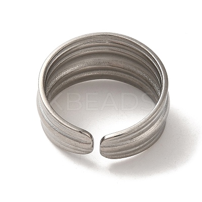 Non-Tarnish 304 Stainless Steel Open Cuff Ring RJEW-C068-03B-P-1