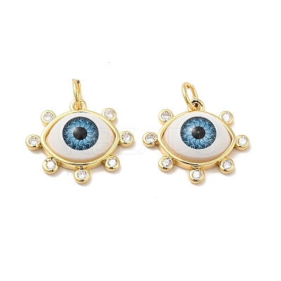 Brass Micro Pave Clear Cubic Zirconia Pendants ZIRC-E006-04G-04-1
