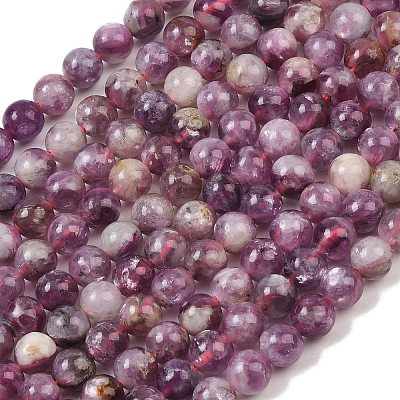 Natural Lepidolite/Purple Mica Stone Beads Strands G-G160-A01-04-1
