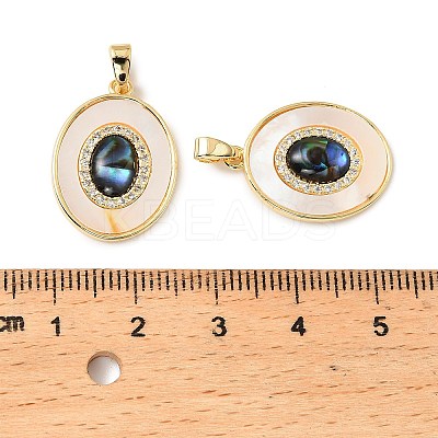 Brass Paua Shell Pendants KK-G538-38G-01-1