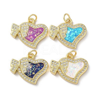 Valentine's Day Brass Micro Pave Clear Cubic Zirconia Pendants KK-C045-38G-1