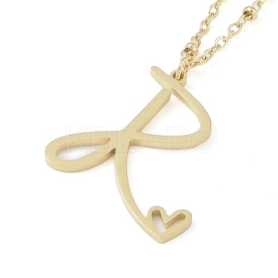304 Stainless Steel Pendant Necklaces NJEW-H029-02G-R-1