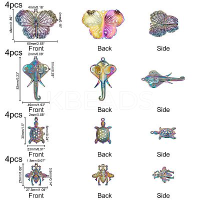 16Pcs 4 Style Alloy Big Pendants FIND-FH0002-37-1