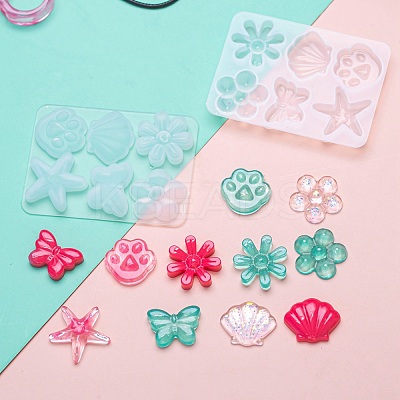 Flower & Shell & Starfish & Paw Print & Butterfly Silicone Molds DIY-P059-07-1