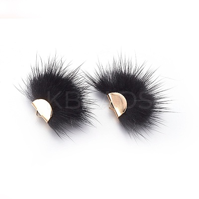 Faux Mink Fur Semi Circle Pendants WOVE-F021-02G-05-1-1