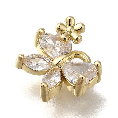 Rack Plating Brass Micro Pave Cubic Zirconia Charms KK-M014-02C-G-1
