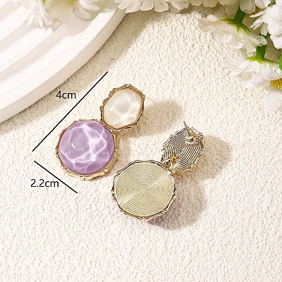 Zinc Alloy Resin Dangle Stud Earrings FS-WG37519-08-1