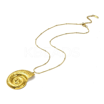 Ion Plating(IP) 304 Stainless Steel Shell Shaped Pendant Snake Chain Necklaces for Women NJEW-A034-01G-1
