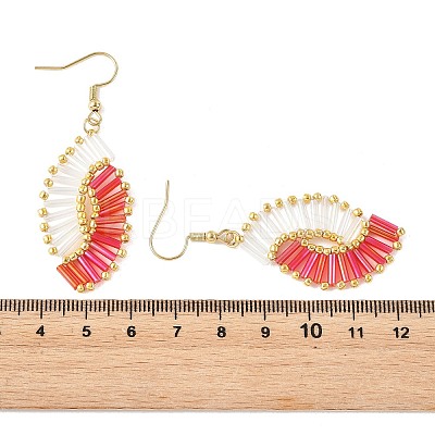 Glass Braided Beads Dangle Earrings EJEW-MZ00746-03-1