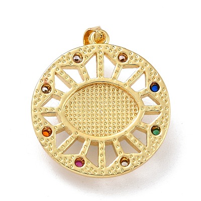 Brass Micro Pave Colorful Cubic Zirconia Pendants ZIRC-A021-03G-D-1