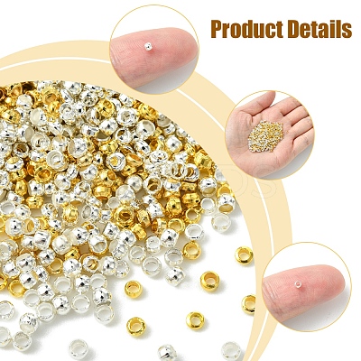 1200Pcs 2 Colors Brass Crimp Beads KK-FS0001-38-1