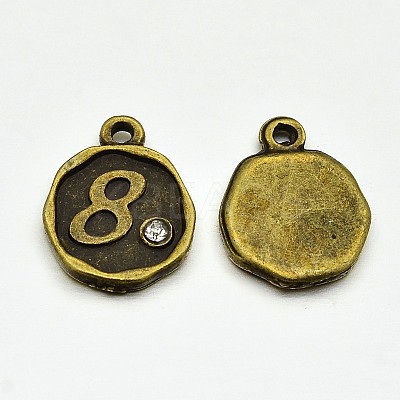Antique Bronze Plated Alloy Rhinestone Charms ALRI-J153-08-NF-1