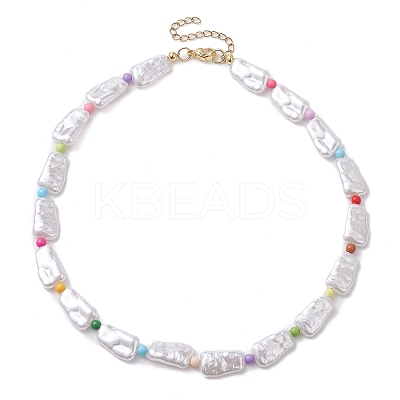 Plastic Imitation Pearl with Acrylic Beaded Necklaces for Women NJEW-JN04662-1