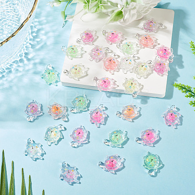 30Pcs Transparent Acrylic and Glitter Powder Pendants TACR-TA0001-91-1