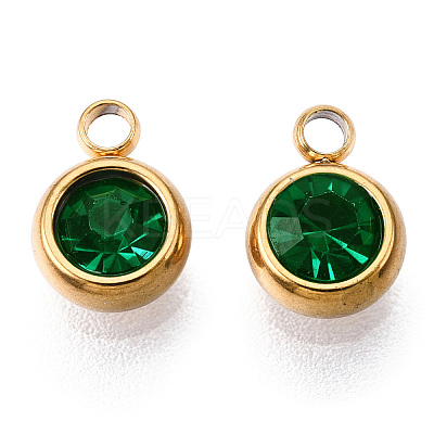 PVD Vacuum Plating 201 Stainless Steel Rhinestone Charms LS-X-STAS-S068-03G-1