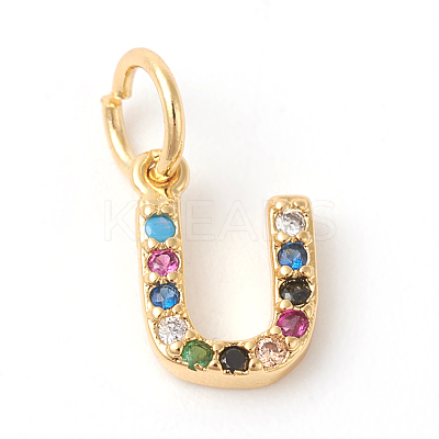 Brass Micro Pave Colorful Cubic Zirconia Charms ZIRC-F092-01-U-1