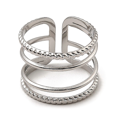 Non-Tarnish 304 Stainless Steel Open Cuff Rings RJEW-Z018-07P-1