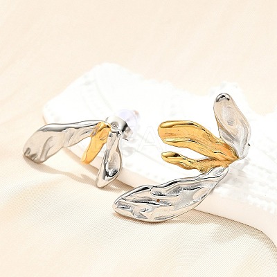 304 Stainless Steel Two-tone Stud Earrings for Women EJEW-R023-01GP-04-1