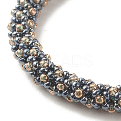 Glass Seed Beaded Bracelet with Brass Magnetic Clasps BJEW-JB07801-01-1