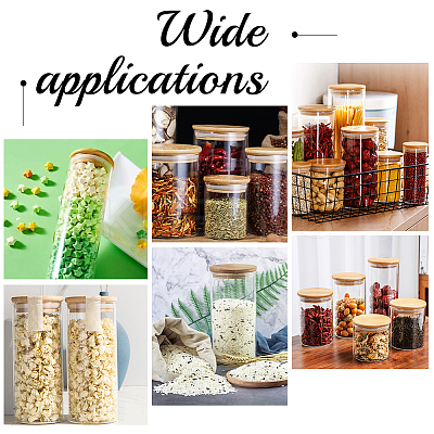 Glass Storage Jar with Suction Bamboo Lid CON-WH0089-45-1