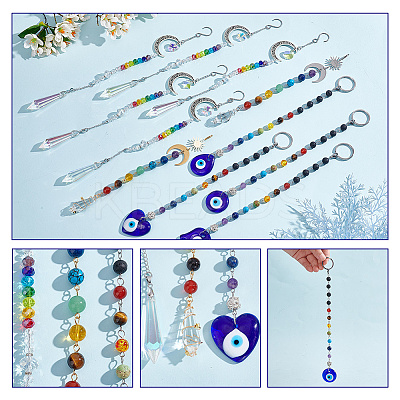 3 Sets 3 Style Alloy & Lampwork Dowsing Pendulum Pendant Decorations HJEW-GA0001-38-1