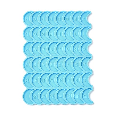 Letter/Number/Constellation Pattern DIY Crescent Moon Pendant Silicone Molds SIMO-C007-03-1