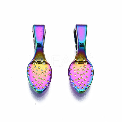 Rainbow Color Alloy Glue-on Flat Pad Bails for Pendant Making PALLOY-N163-097-NR-1