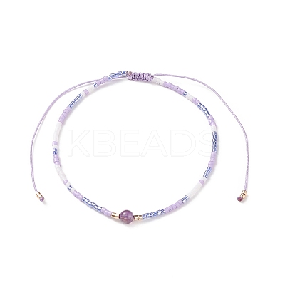 Mixed Natural Gemstone & Glass Seed Beaded Bracelets BJEW-JB08950-1