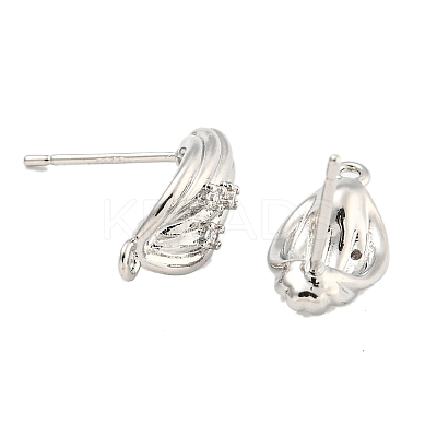 Brass Micro Pave Cubic Zirconia Stud Earring Findings LS-KK-U015-07P-1